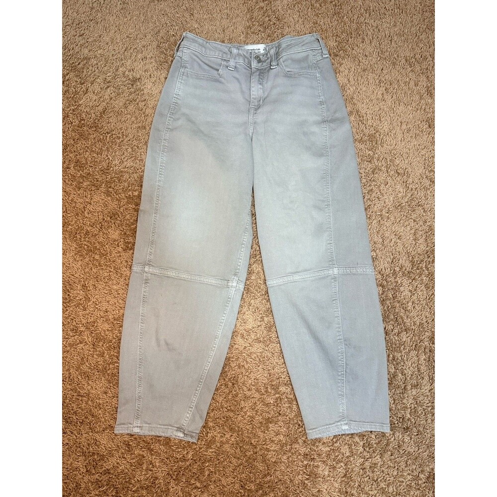 Abercrombie Kids High Rise Balloon Jeans Girls Size 11/12 Gray Stretch Denim